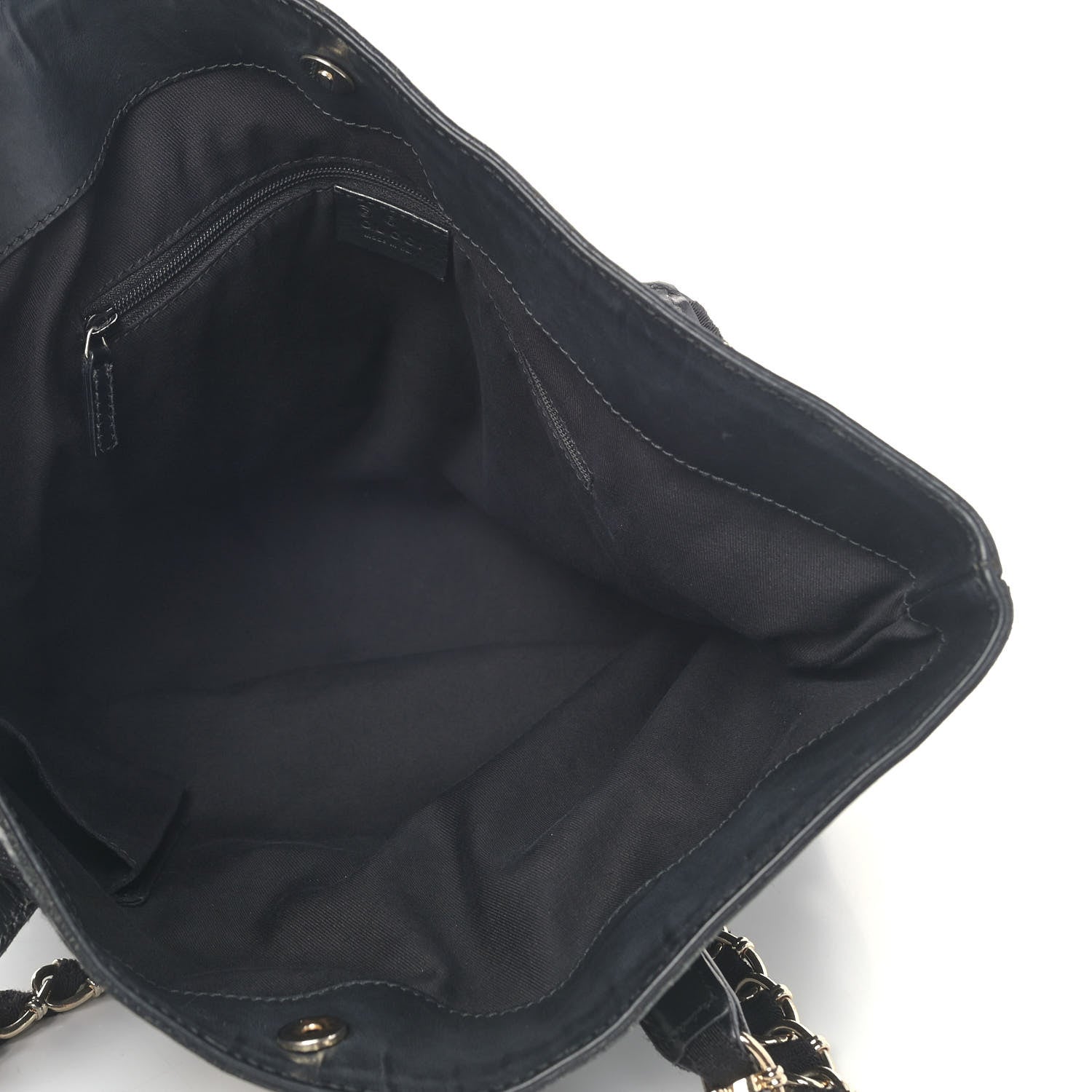 Gucci Denim Monogram Chain Bucket Tote Black 5 of 10