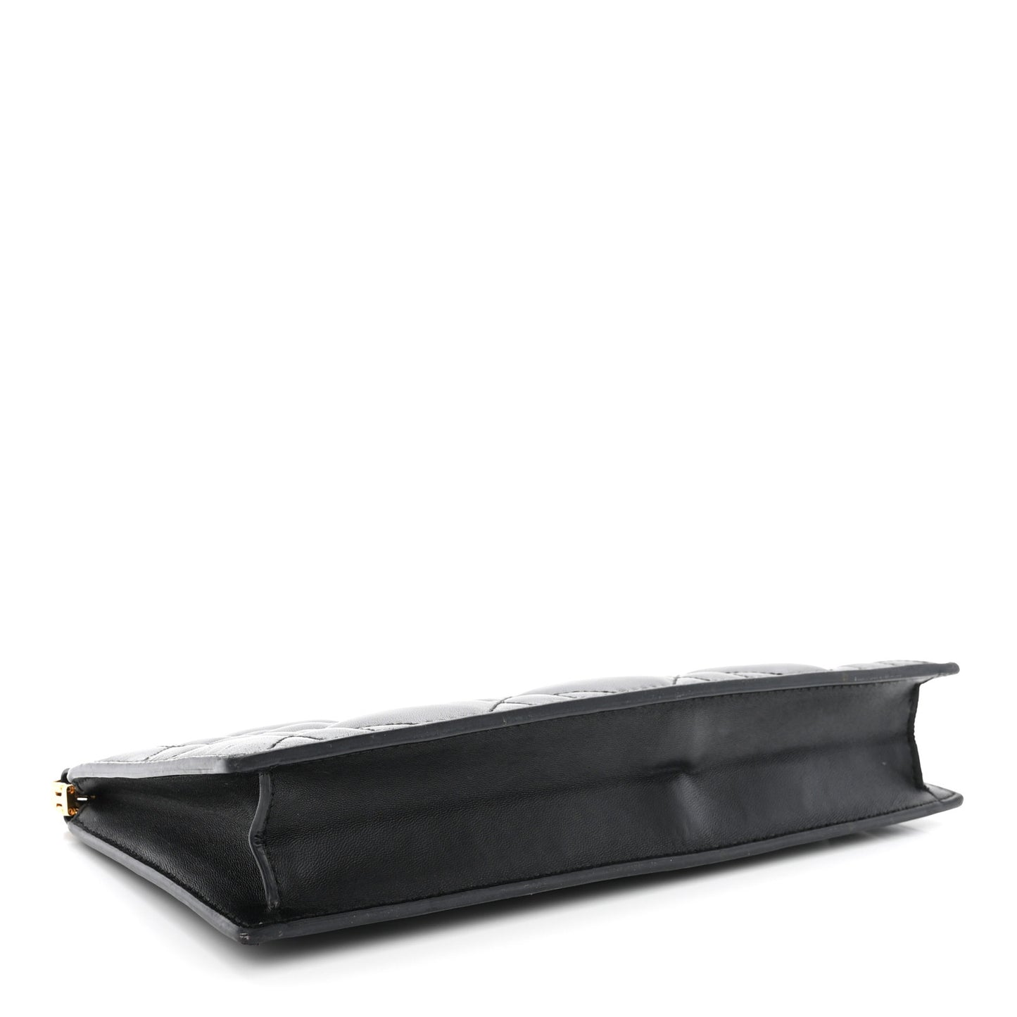 Lambskin Cannage Caro Colle Noire Clutch With Chain Black