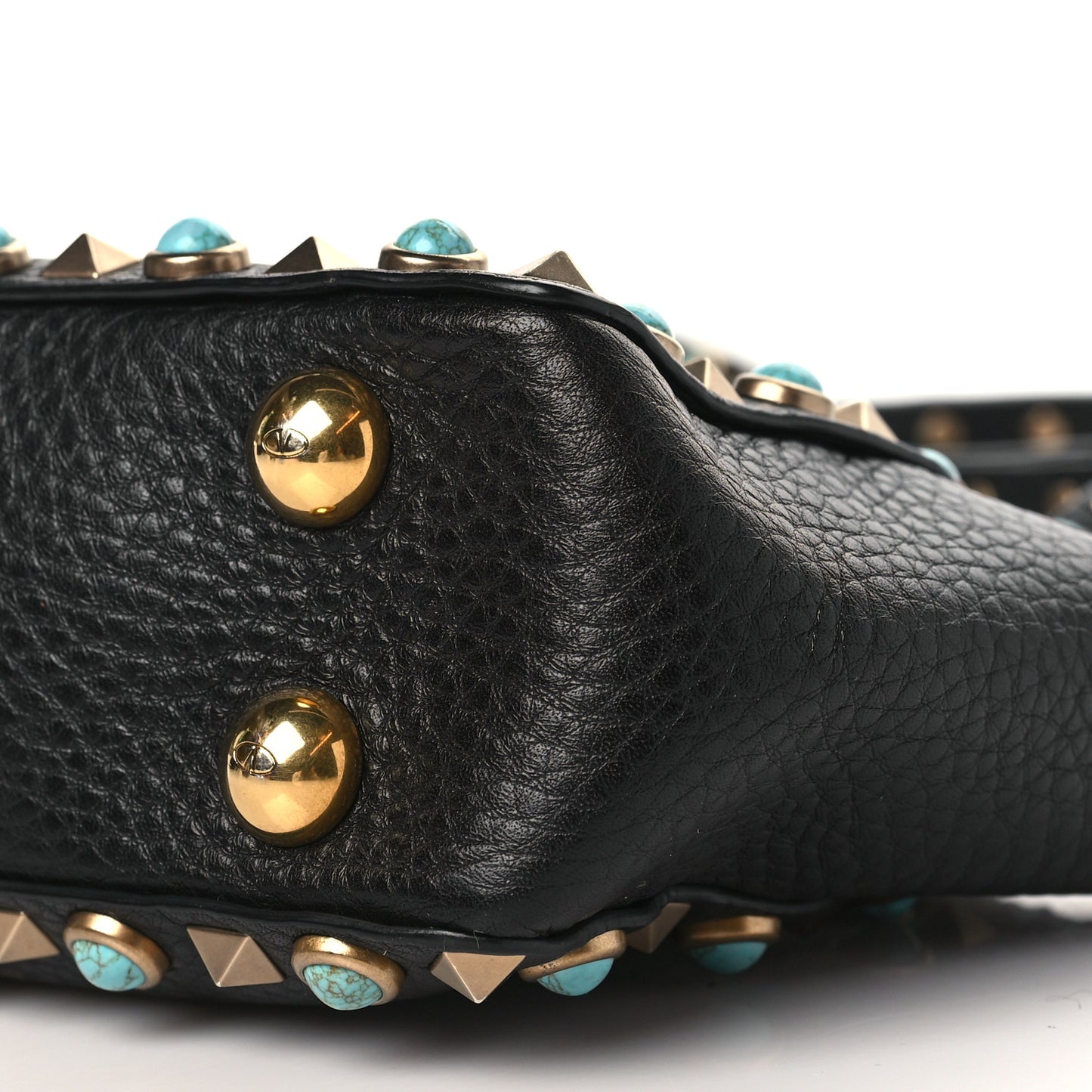Pebbled Calfskin Mini Rockstud Rolling Tote Black