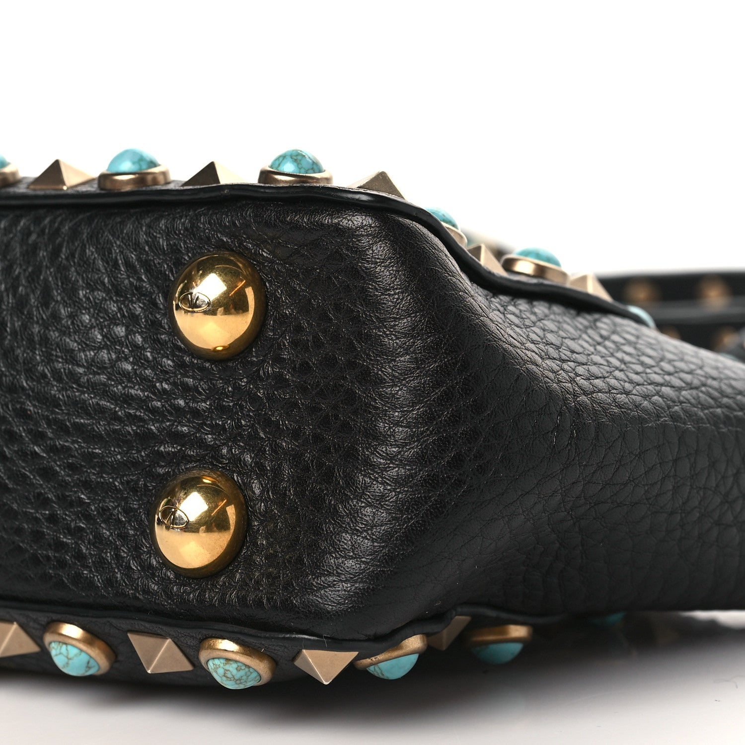 Valentino Garavani Pebbled Calfskin Mini Rockstud Rolling Tote Black 8 of 8