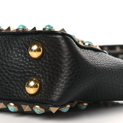 Valentino Garavani Pebbled Calfskin Mini Rockstud Rolling Tote Black 8 of 8