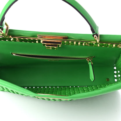 Fendi Nappa Matisse Intreccio Large Peekaboo Iconic Satchel Tomatillo 5 of 9