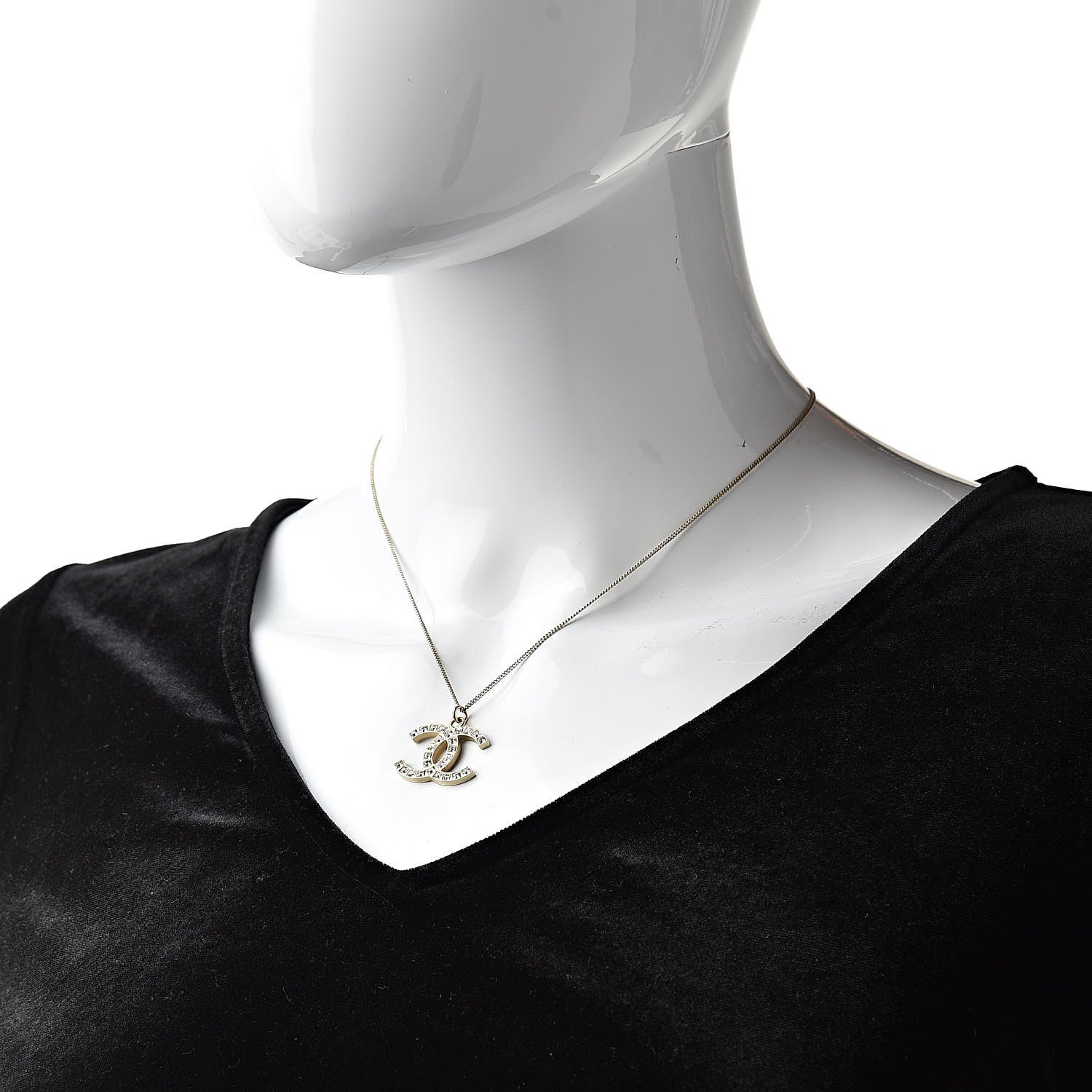 Chanel Baguette Crystal CC Necklace Light Gold 2 of 6