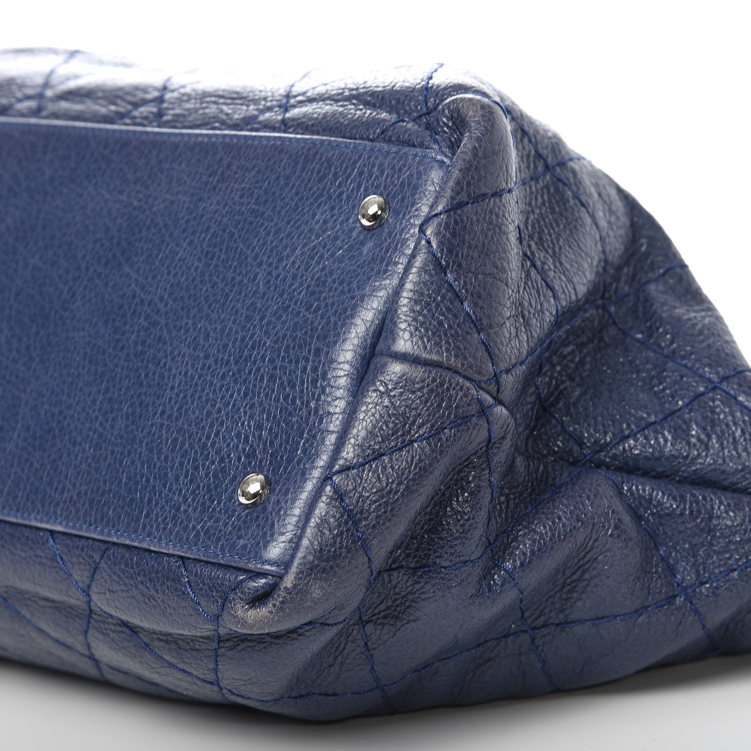 Chanel Glazed Calfskin Large On The Road Tote Dark Blue 11 of 12