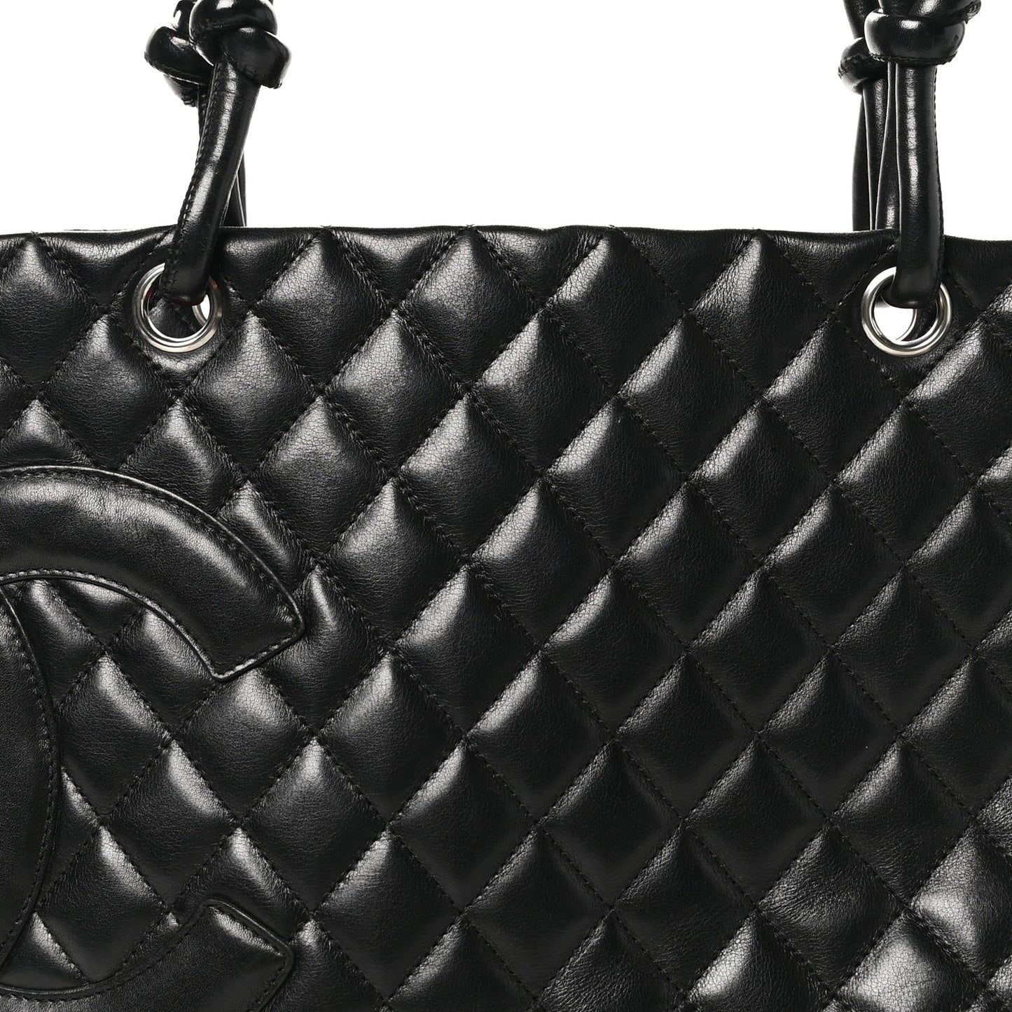 Calfskin Quilted Large Cambon Tote Black