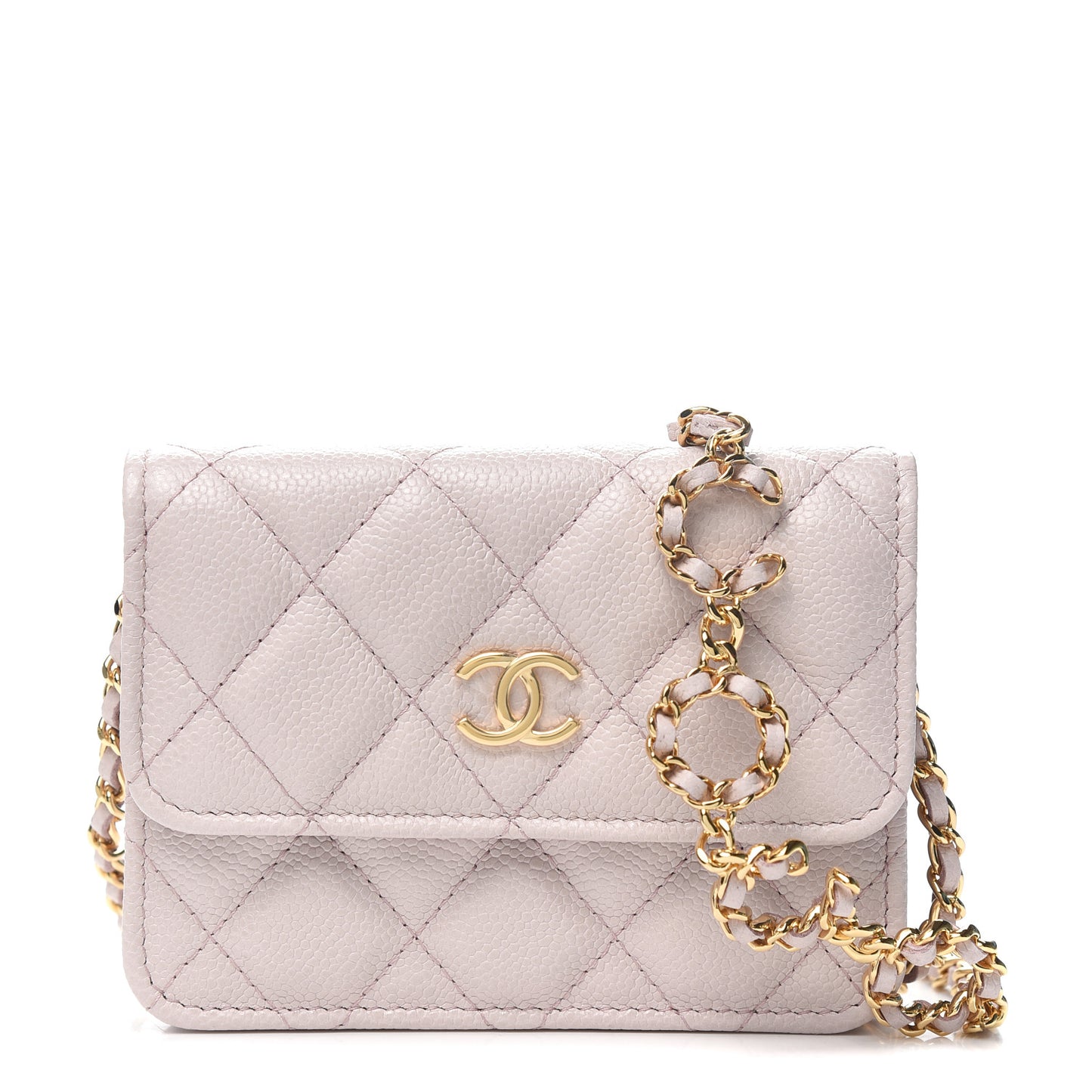 Caviar Quilted Miss Coco Clutch With Chain Light Purple