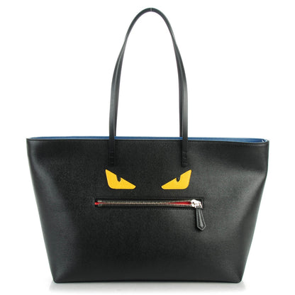 Fendi Vitello Elite Cuoio Monster Buggies Medium Roll Tote Black Multicolor Blue Cobalto 1 of 7
