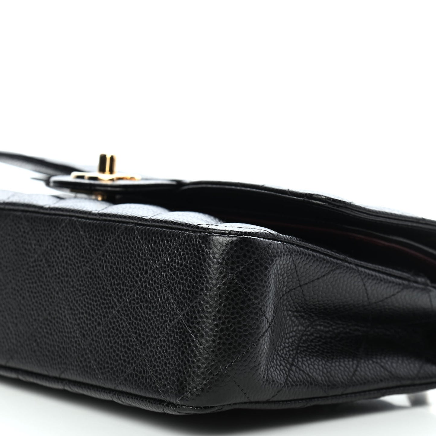 Caviar Quilted Medium Double Flap Black