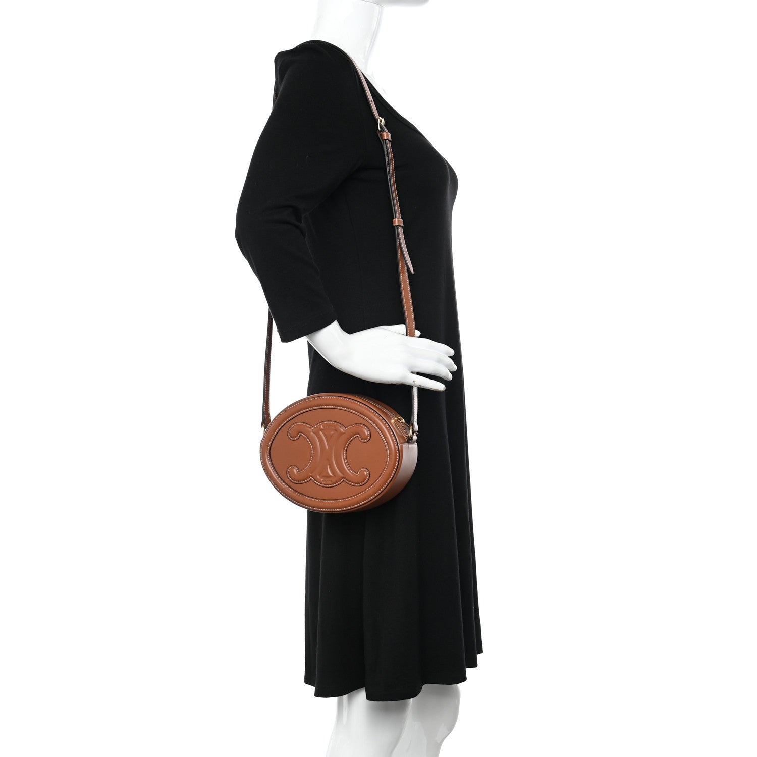 Celine Smooth Calfskin Cuir Triomphe Oval Bag Tan 2 of 10