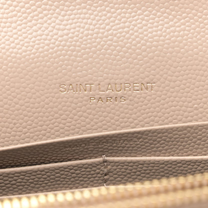Saint Laurent Grain De Poudre Matelasse Chevron Monogram Chain Wallet Nude Powder 6 of 12