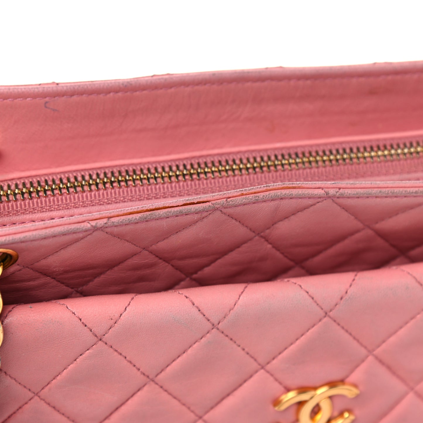 Lambskin Quilted Pocket Flap Shoulder Bag Pink
