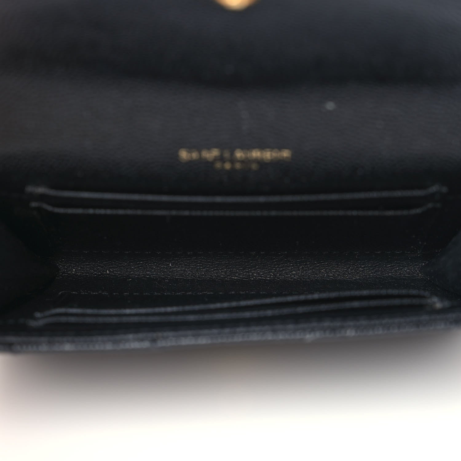 Saint Laurent Grain De Poudre Matelasse Chevron Small Monogram Envelope Wallet Black 5 of 6