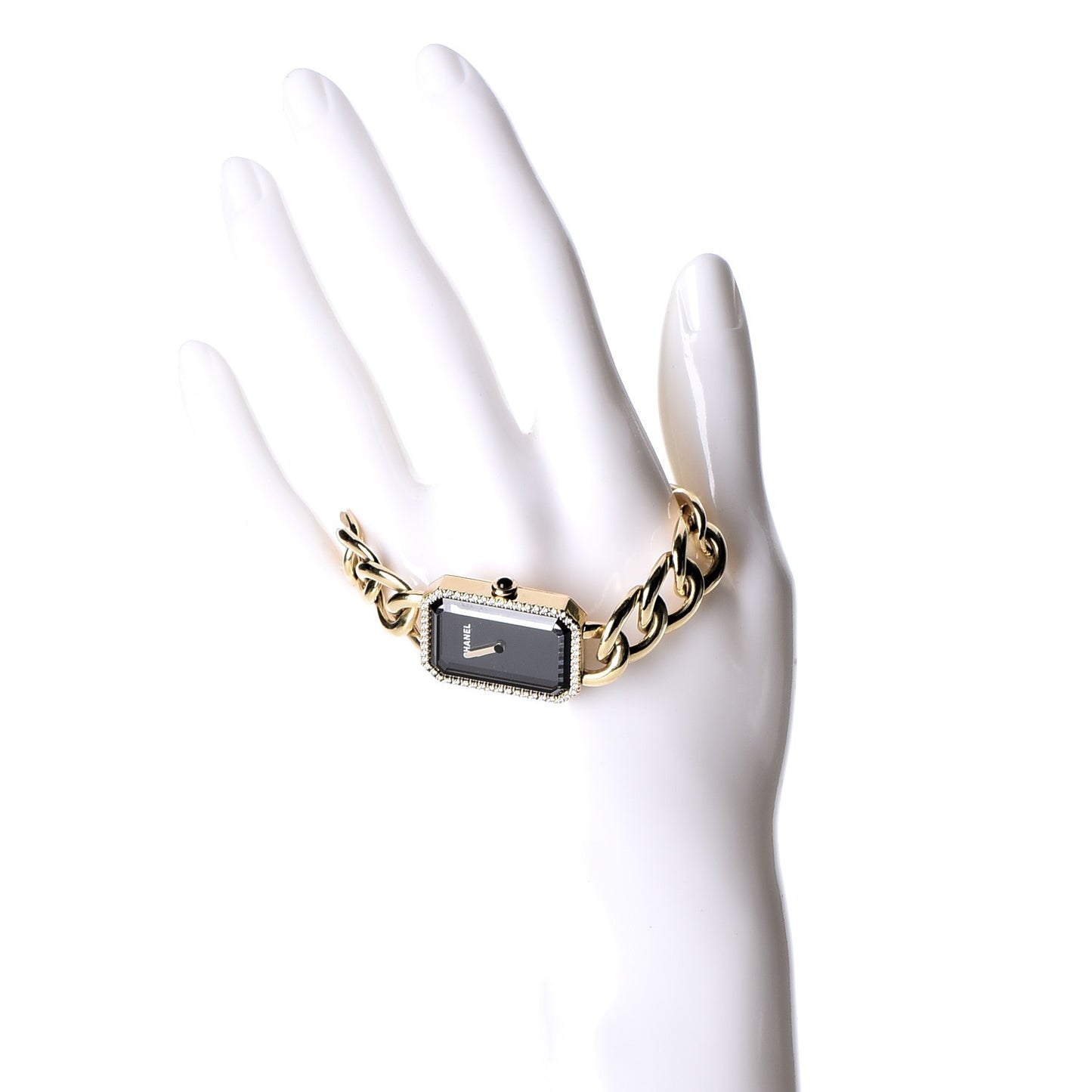 18K Yellow Gold Diamond Bezel 20mm Chain Premiere Quartz Watch