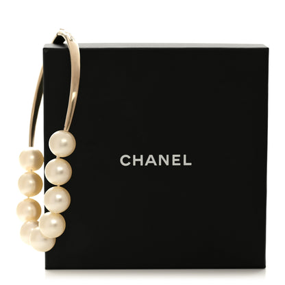 Chanel Metal Giant Pearl Choker Necklace Gold White 9 of 9
