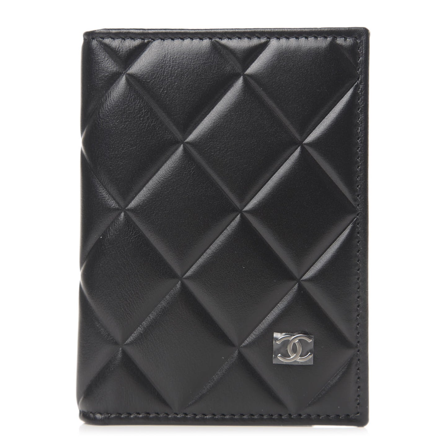 Lambskin Quilted Card Holder Wallet Black