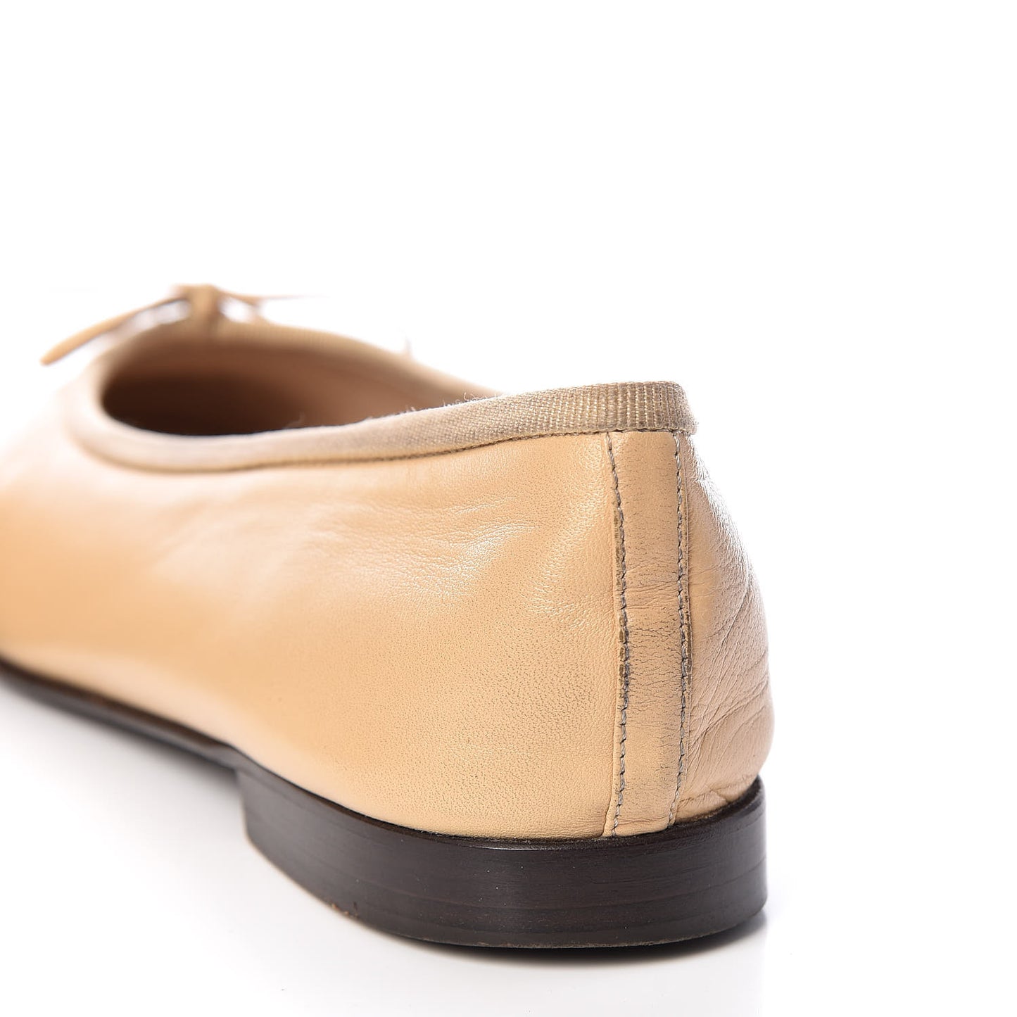 Lambskin Cap Toe Ballerina Flats 37 Beige Black