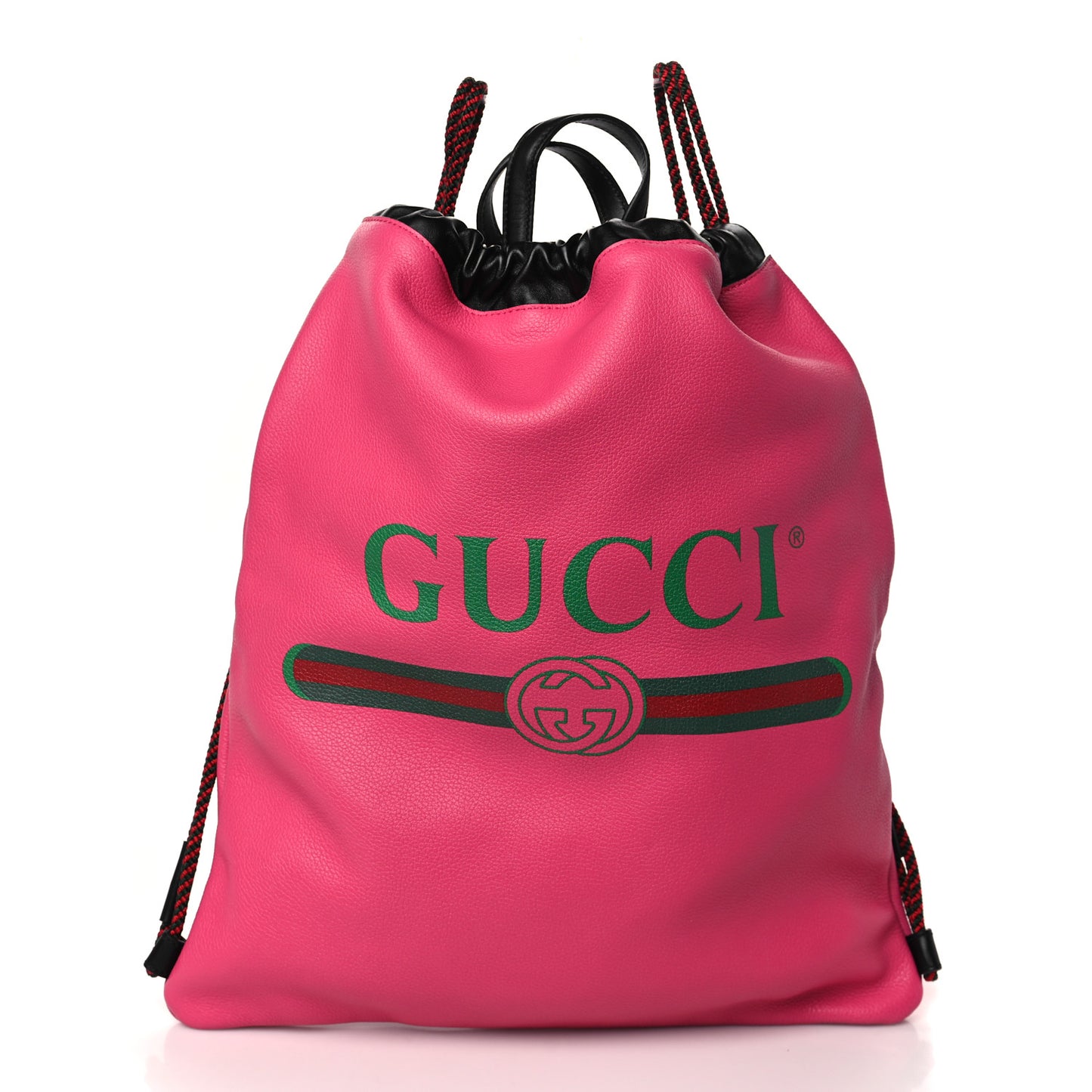 Grained Calfskin Logo Drawstring Backpack Box Pink Green Black