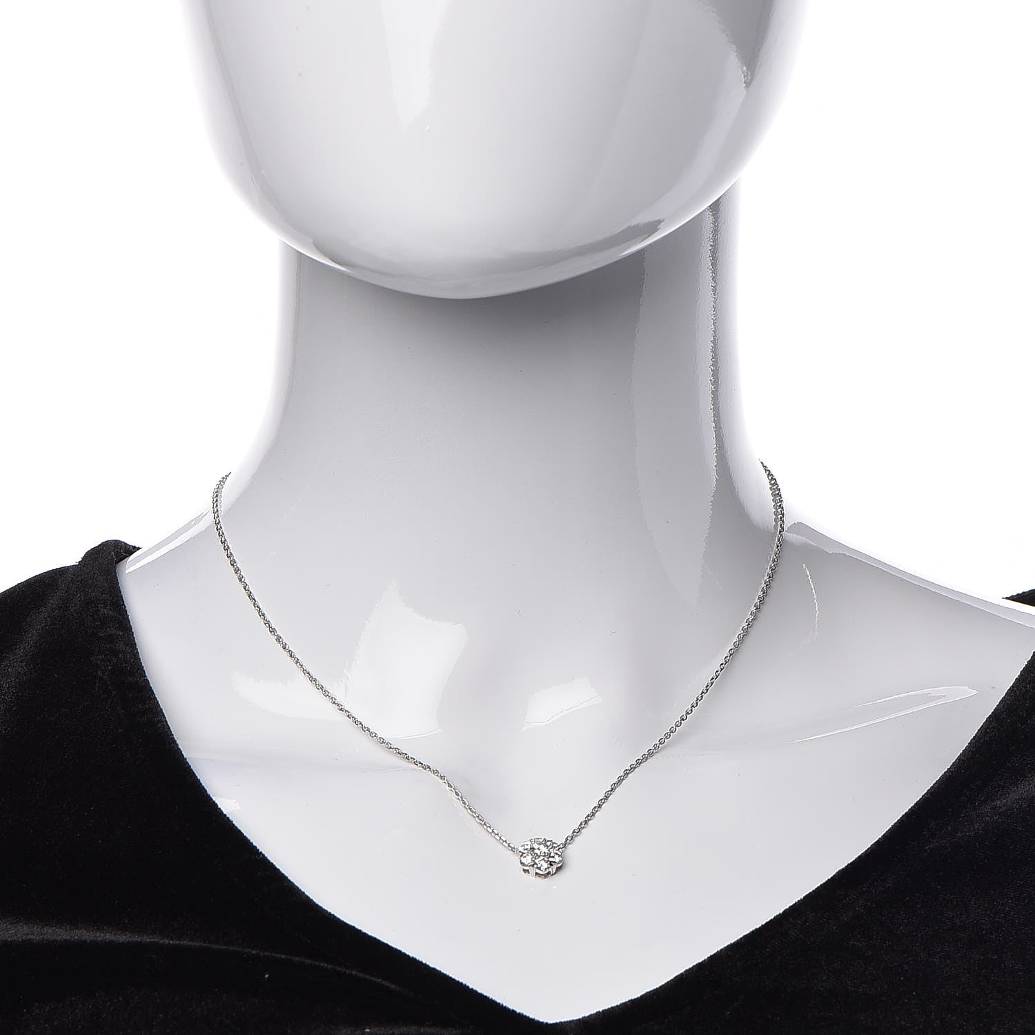 Van Cleef & Arpels 18K White Gold Diamond Large Fleurette Pendant Necklace 2 of 18