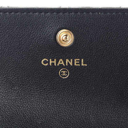 Chanel Calfskin Quilted About Pearls Card Holder Flap With Chain Black 6 of 10