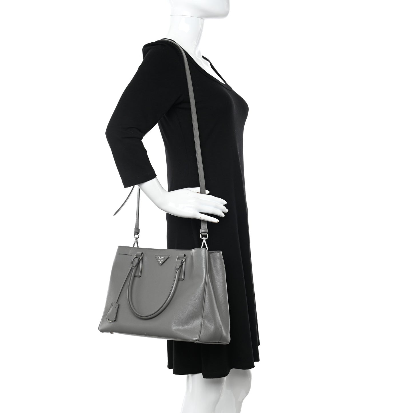 Saffiano Medium Galleria Double Zip Tote Marmo