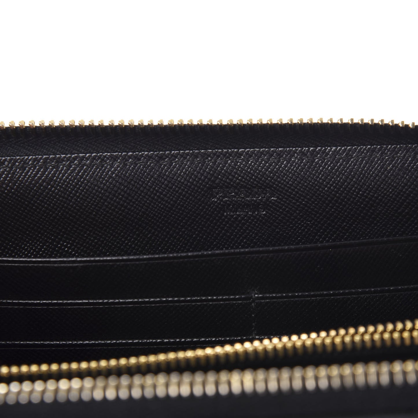 Saffiano Metal Large Zip Around Wallet Black