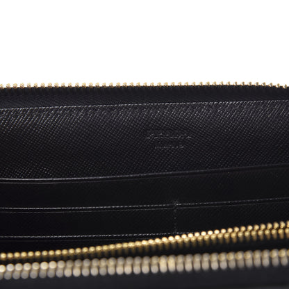 Prada Saffiano Metal Large Zip Around Wallet Black 6 of 7