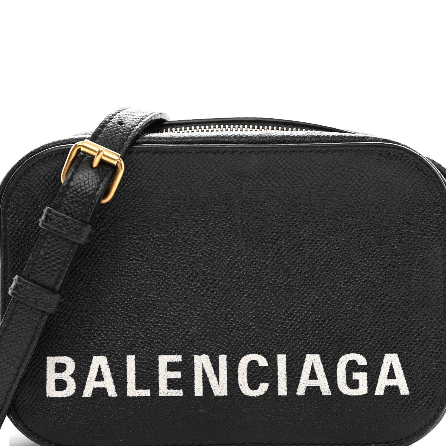 Balenciaga Signature Grained Calfskin Logo XS Ville Camera Bag Black White 8 of 13