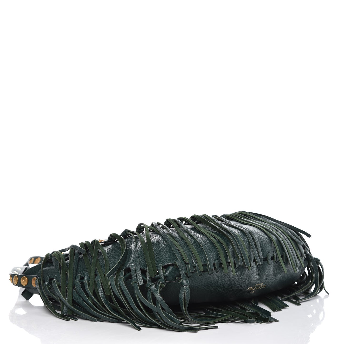 Grained Calfskin C-Rockee Fringe Hobo Light Emerald