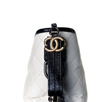 Chanel Aged Calfskin Quilted Medium Gabrielle Hobo Black White 14 of 15
