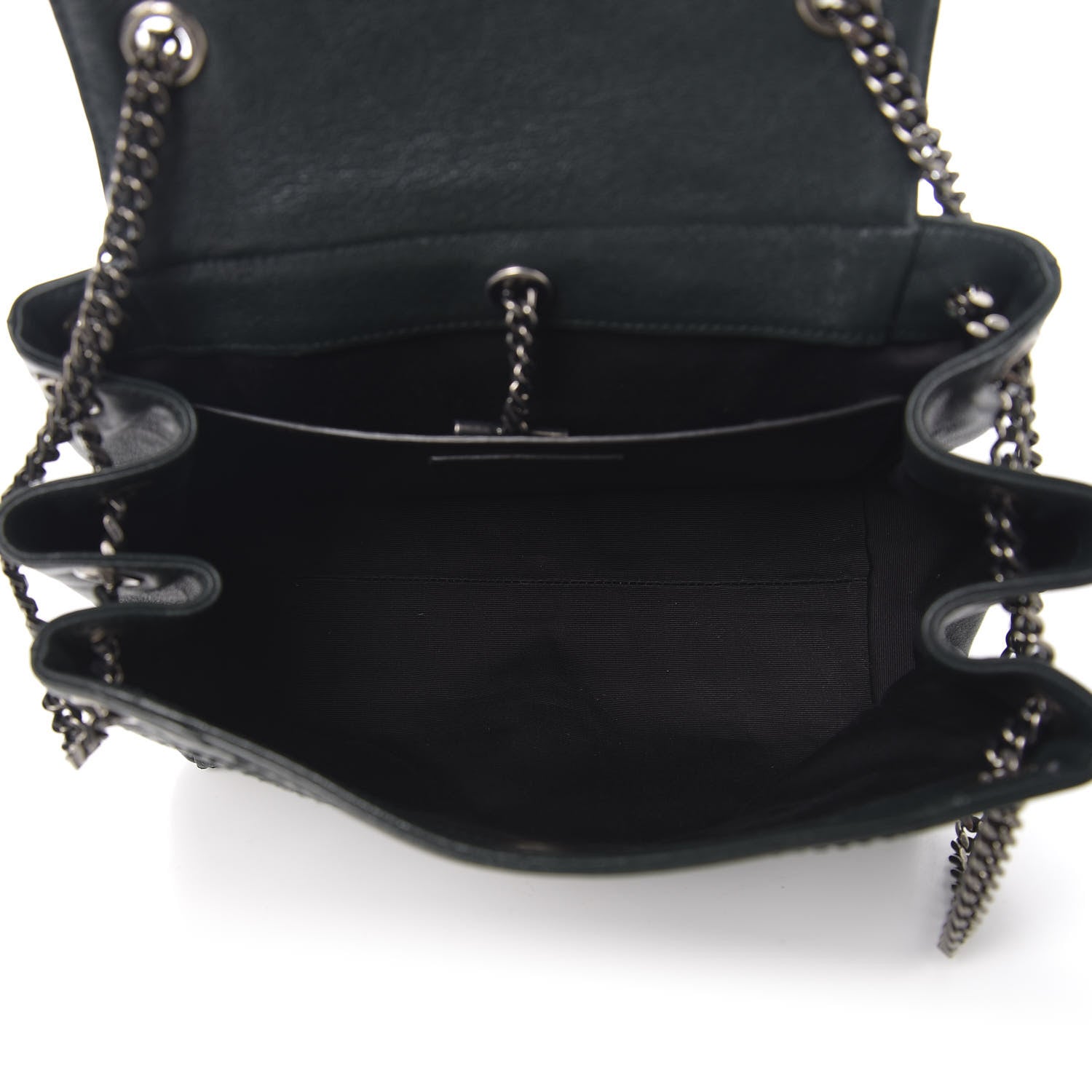 Saint Laurent Vintage Lambskin Chevron Monogram Small Nolita Dark Green 5 of 9
