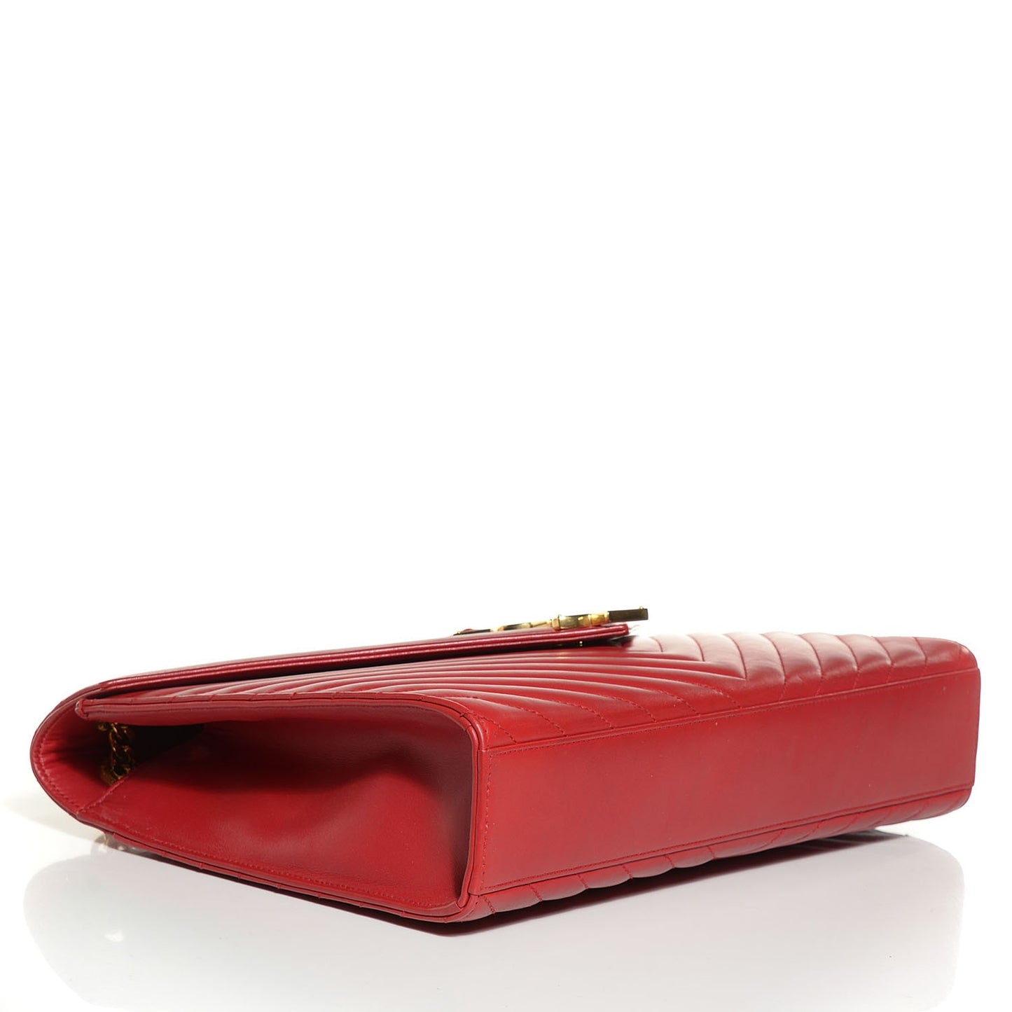 Lambskin Matelasse Chevron Large Monogram Satchel Red