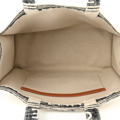 Celine Jacquard Striped Large Cabas Thais White Black 5 of 10
