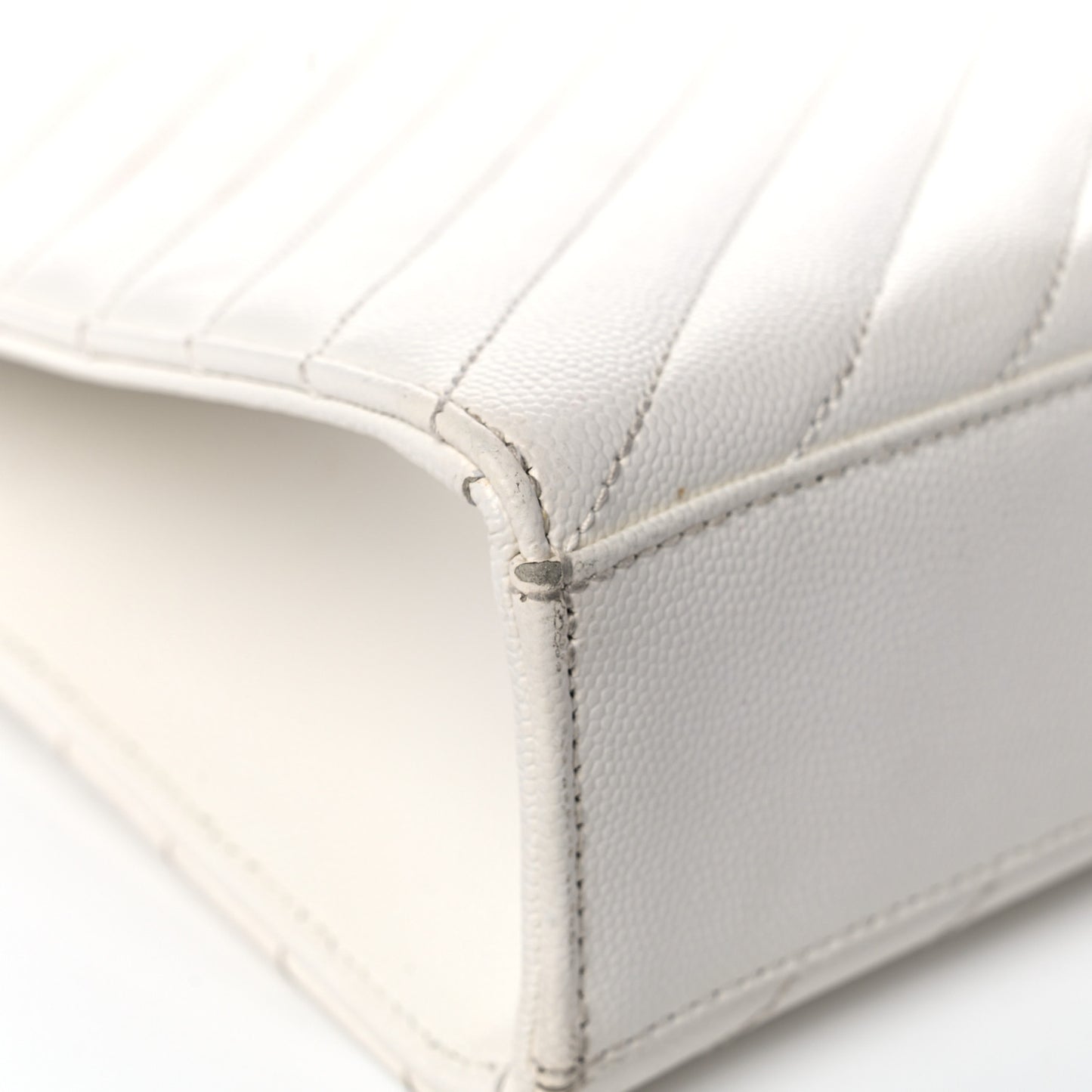 Grain De Poudre Matelasse Chevron Large Monogram Satchel White