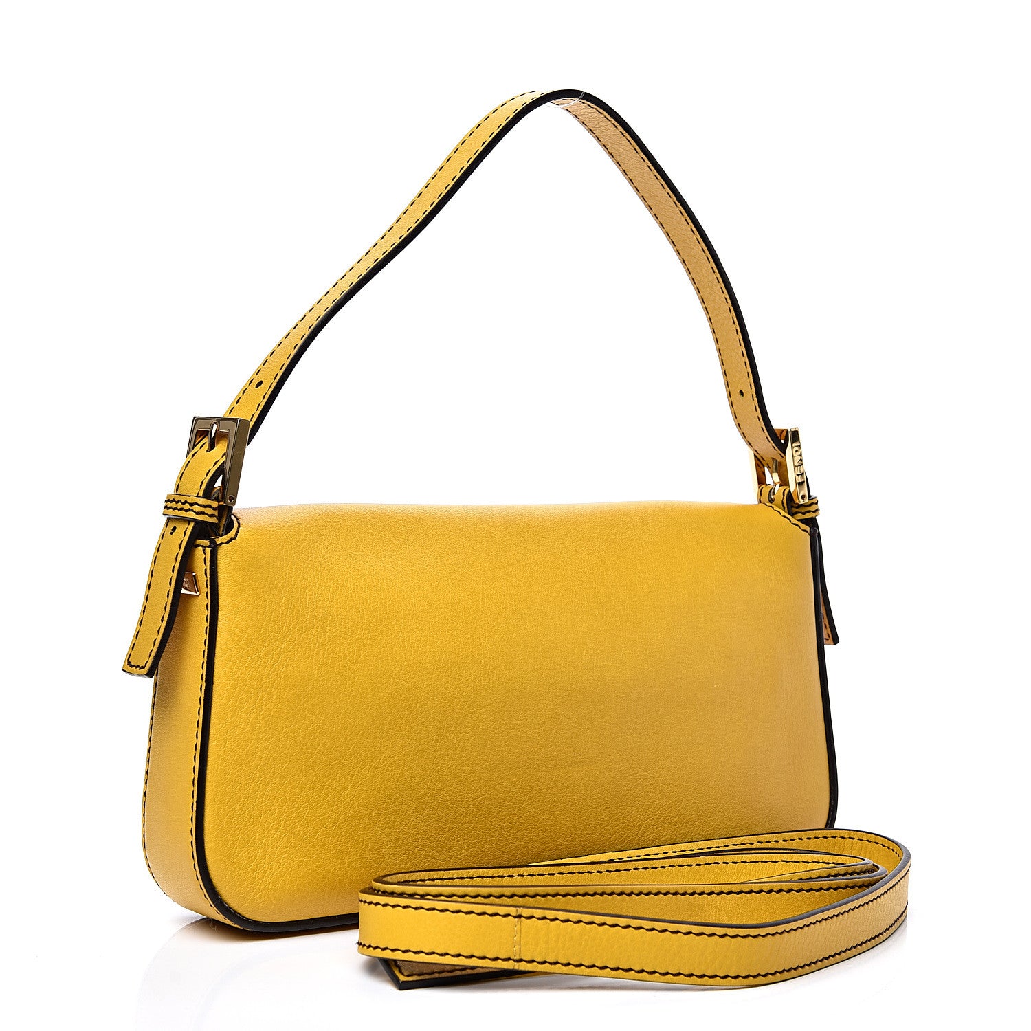 Fendi Vitello Flamingo Enamel Interchangeable Strap Baguette Chantilly Marrone Tobacco 2 of 11