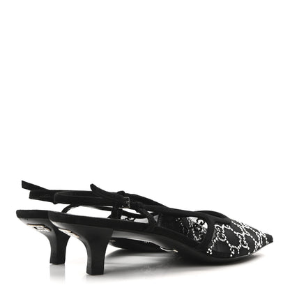 Gucci Tela Retino Kid Scamosciato Crystal GG Monogram Square G 35mm Slingback Pumps 40 Black 9 of 18