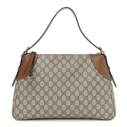 Gucci GG Supreme Monogram Emblem Medium Shoulder Bag Beige Ebony Sundial 1 of 10