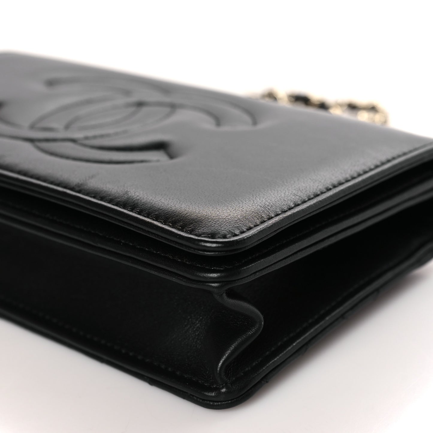 Lambskin Quilted Timeless CC Wallet On Chain WOC Black