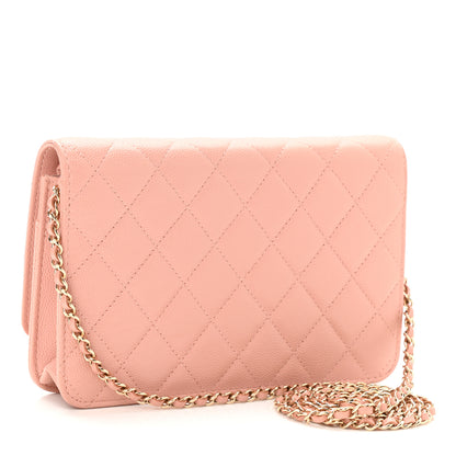 Chanel Caviar Quilted Golden Class Wallet On Chain WOC Pink 2 of 11