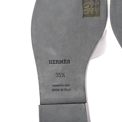 Hermes Box Calfskin Bois De Rose Oran Sandals 35.5 White 8 of 9