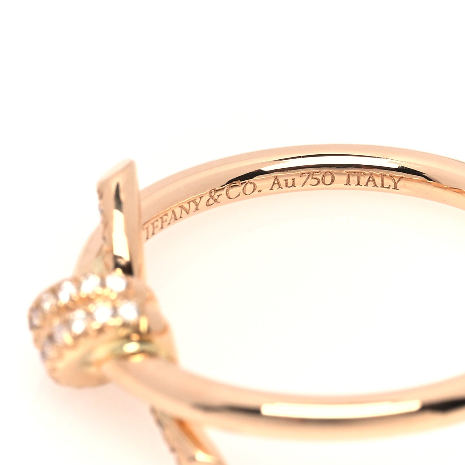 Tiffany 18K Rose Gold Diamond Small Knot Ring 47 4 4 of 5
