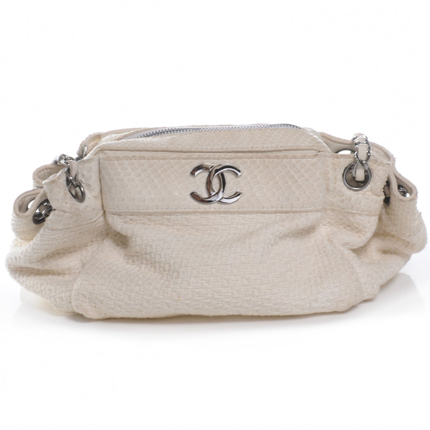 Python and Woven Tweed Accordion Shoulder Bag