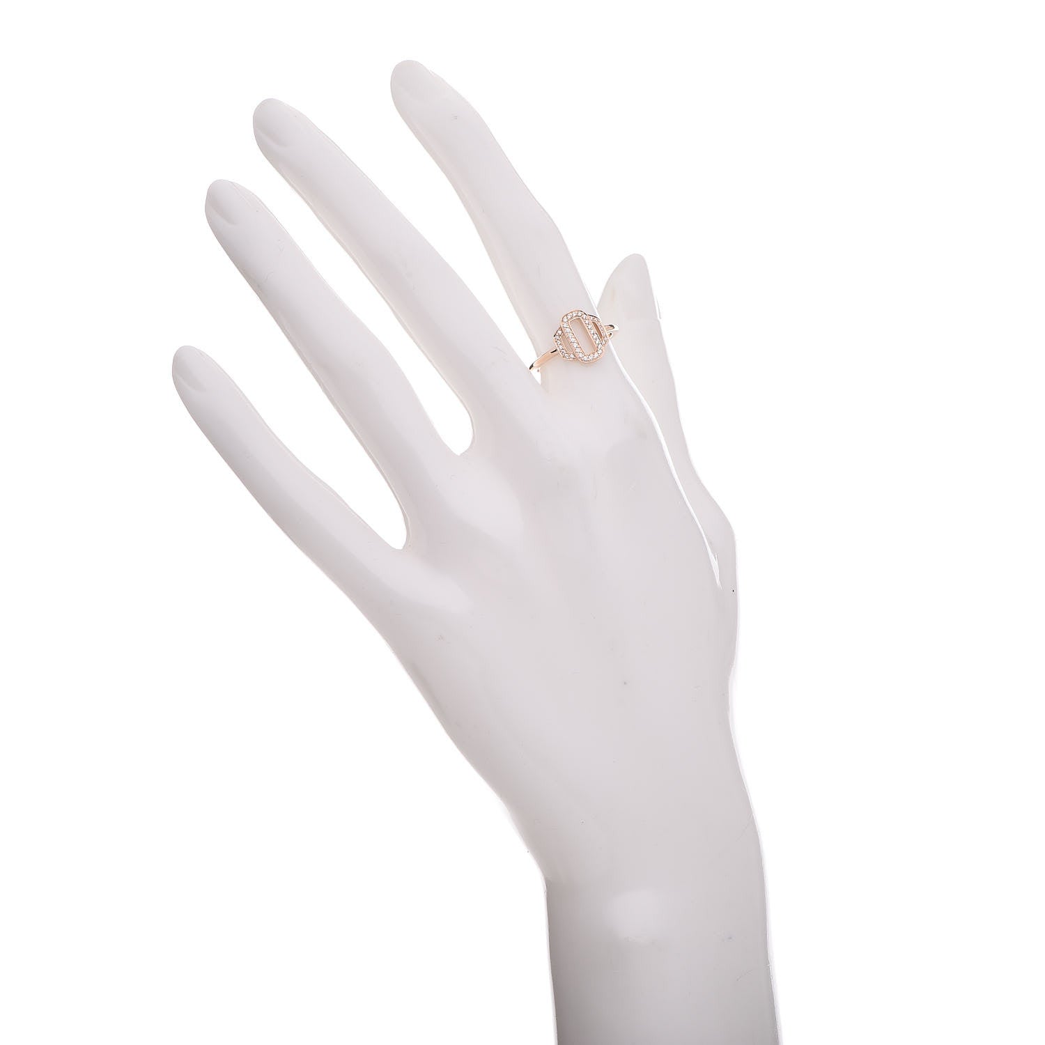 Hermes 18K Rose Gold Diamond Attelage Ring 50 5.25 2 of 8