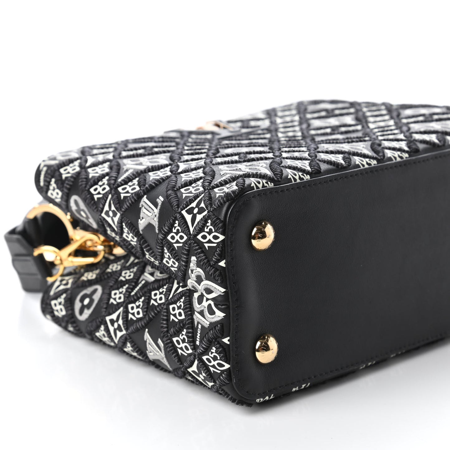 Calfskin Since 1854 Embroidered Capucines PM Black