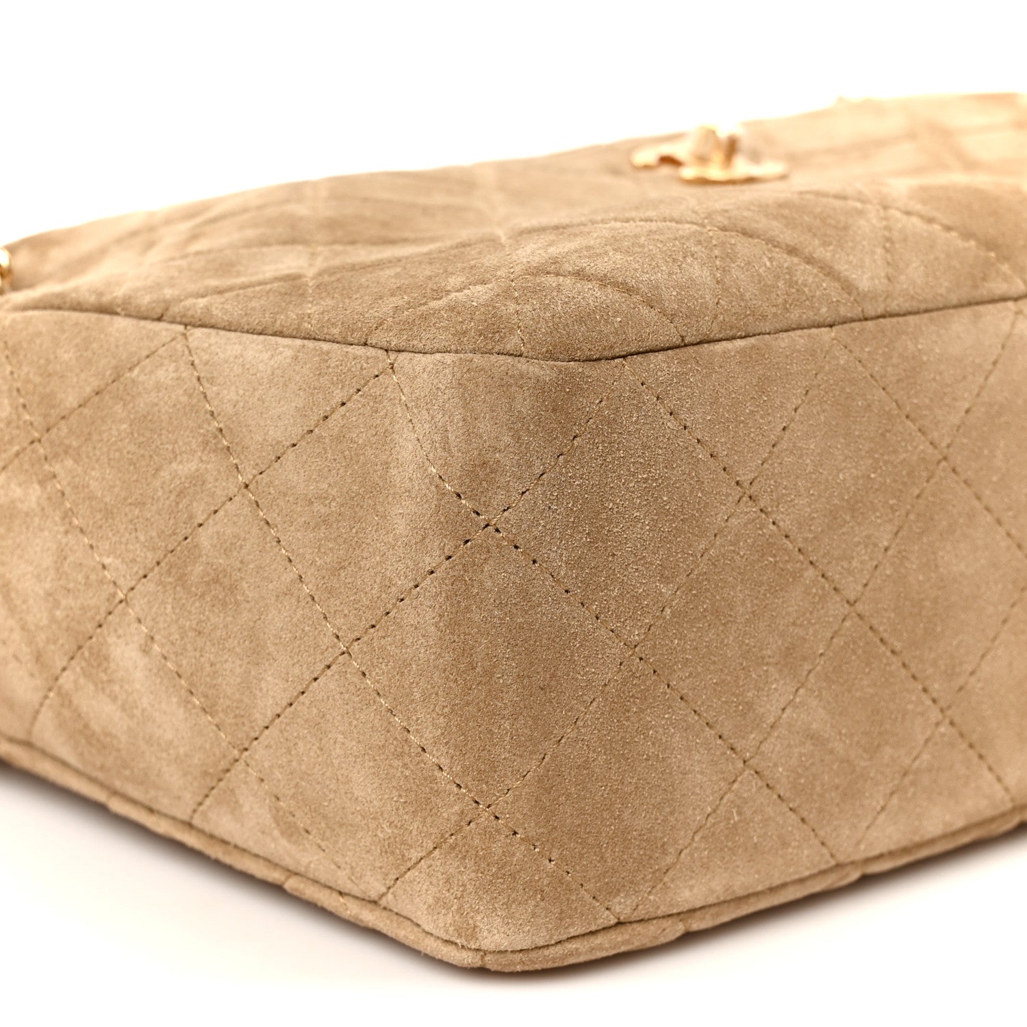 Chanel Suede Quilted Camerissimo Camera Case Dark Beige 9 of 11