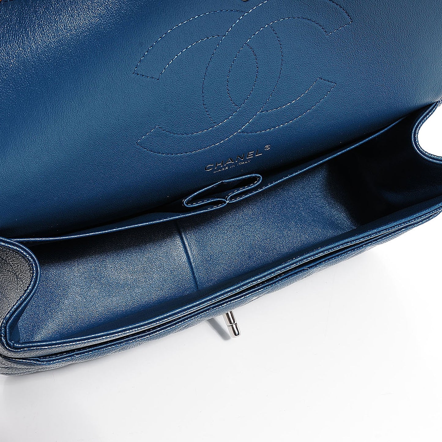 Caviar Quilted Jumbo Double Flap Blue
