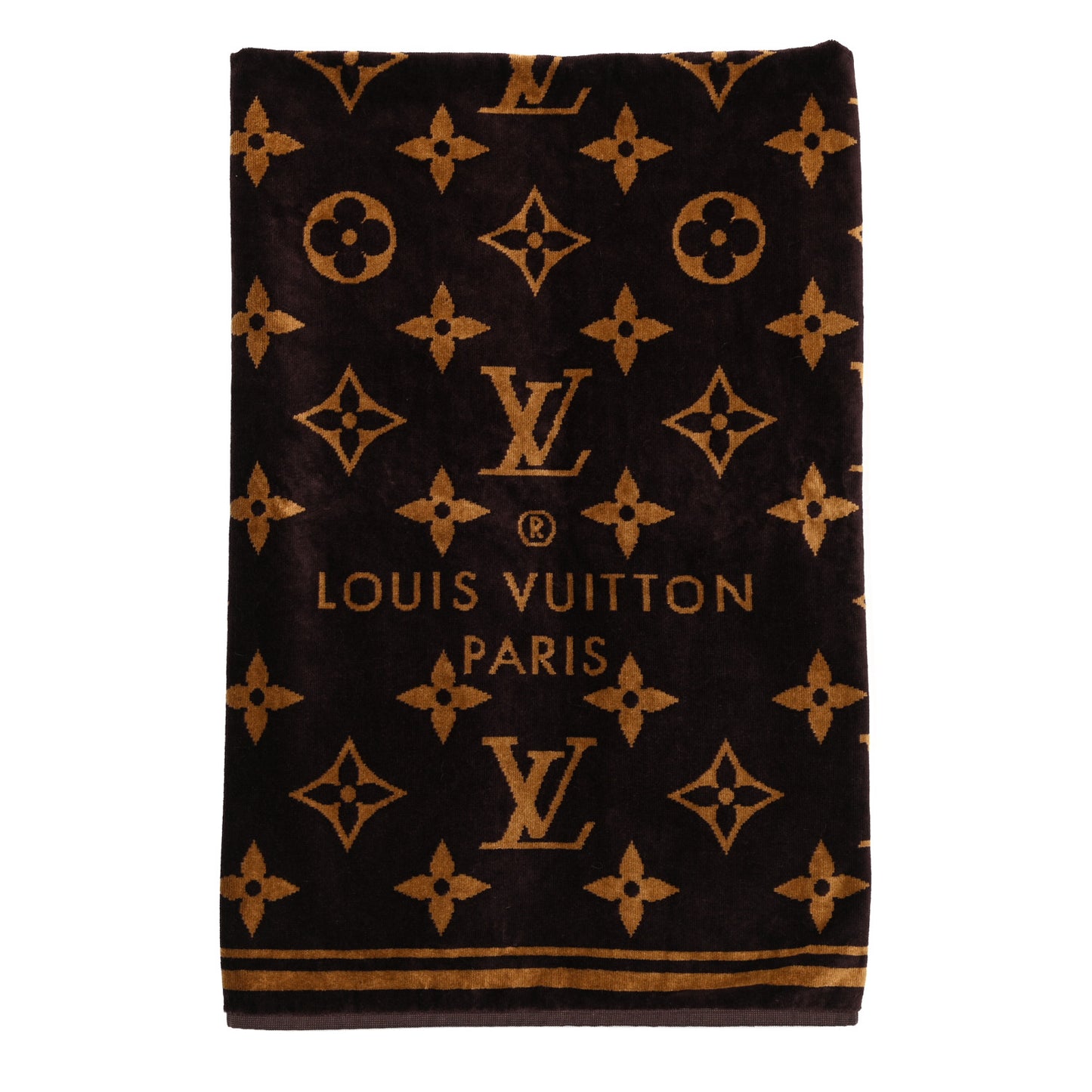 Cotton Monogram Classic Beach Towel Brown