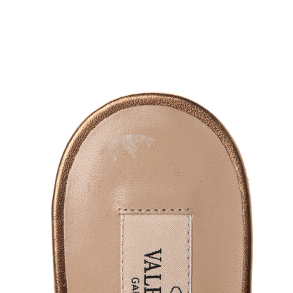 Valentino Garavani Metallic Nappa Rockstud Ankle Wrap Flat Thong Sandals 37 Bronze 9 of 13