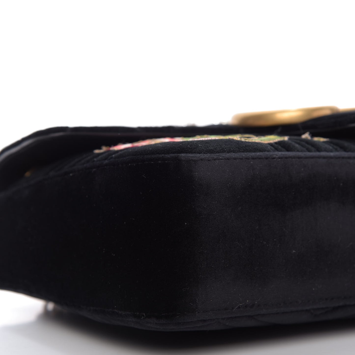 Velvet Matelasse Loved Embroidered Medium GG Marmont Shoulder Bag Black