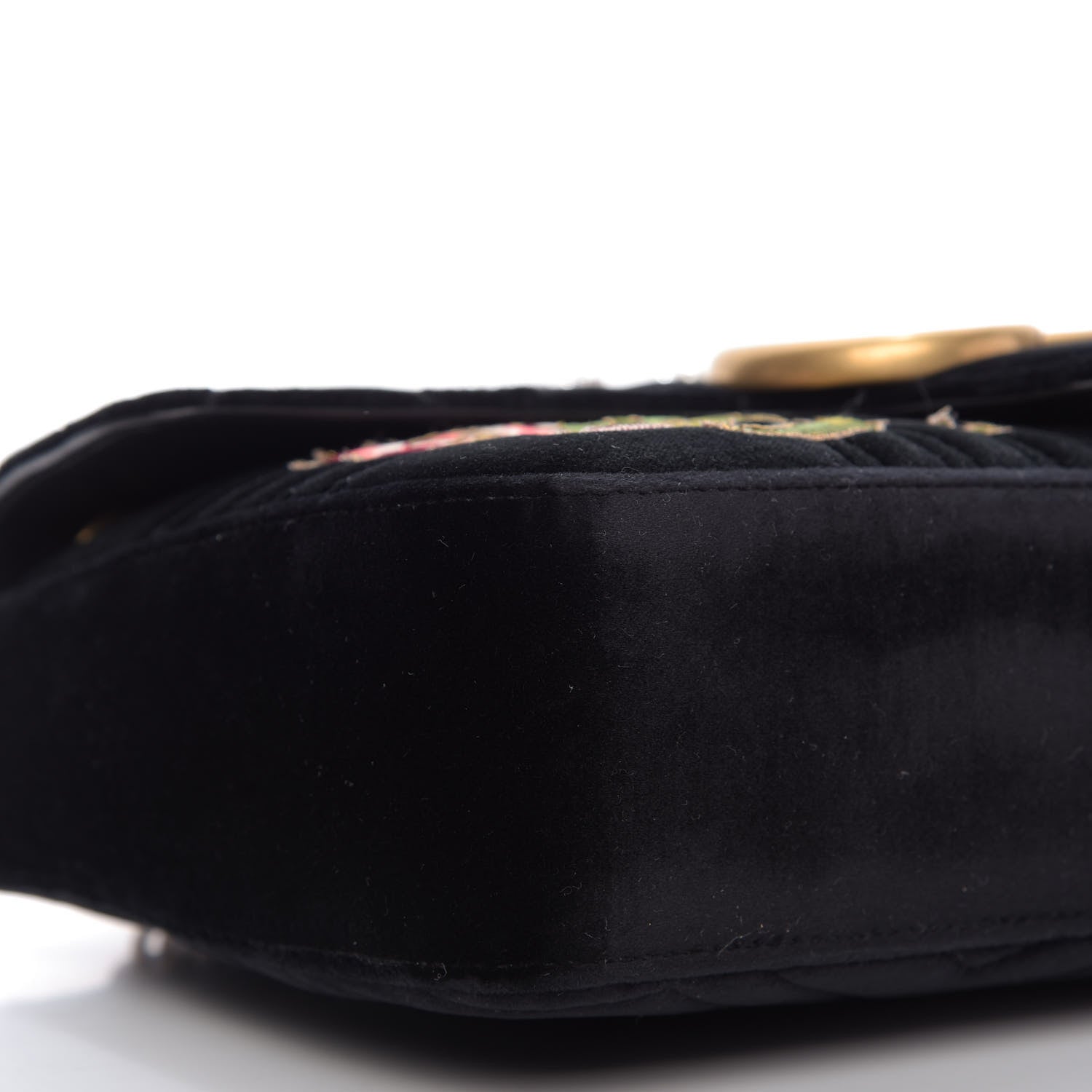Gucci Velvet Matelasse Loved Embroidered Medium GG Marmont Shoulder Bag Black 6 of 9