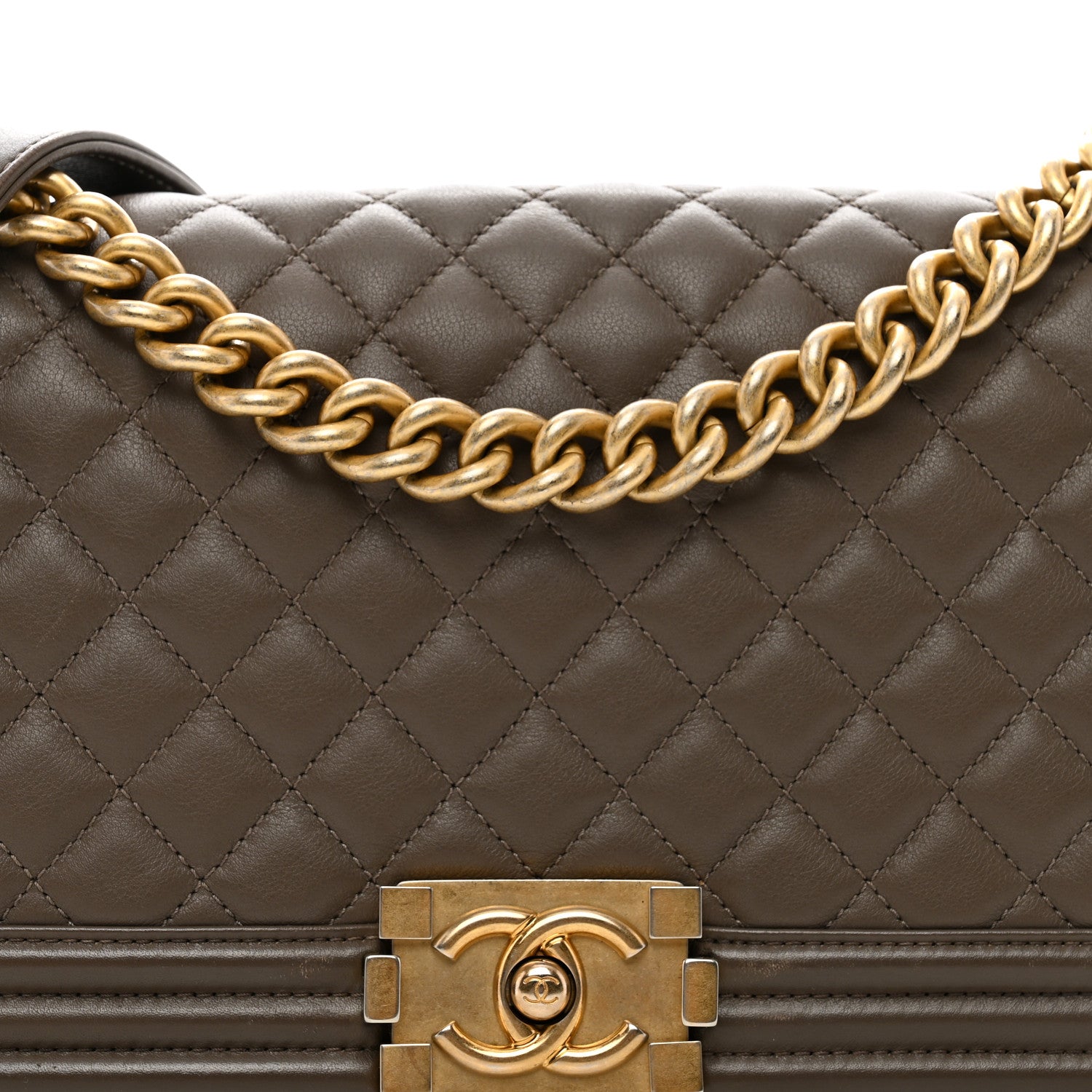 Chanel Calfskin Quilted Medium Boy Flap Dark Beige 5 of 12
